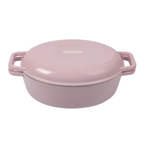 Neoflam Cast Iron Oval with Roaster lid 2pcs set 6.2L Pink